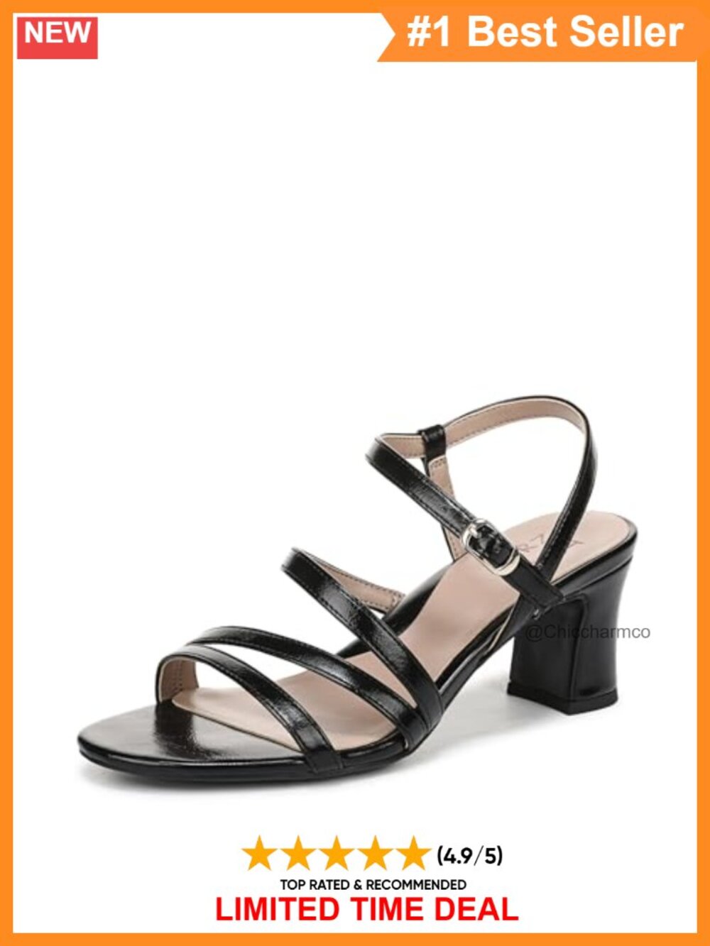 Strappy Open Toe Block Heel Sandals with Ankle Strap